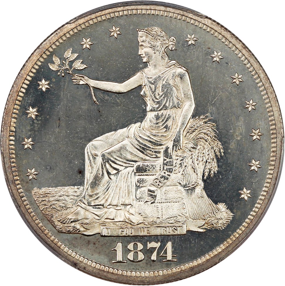 image for: 1874 Trade$ PCGS Proof 64+ CAM ex: D.L. Hansen