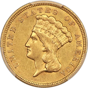 image for: 1857 $3 PCGS AU55