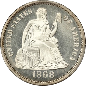 image for: 1868 10c PCGS Proof 65 CAM ex: D.L. Hansen