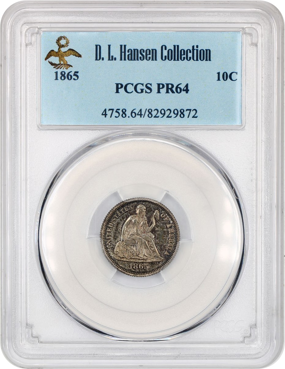 image for: 1865 10c PCGS Proof 64 ex: D.L. Hansen
