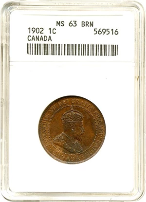 image for: Canada: 1902 1c ANACS MS63 BN