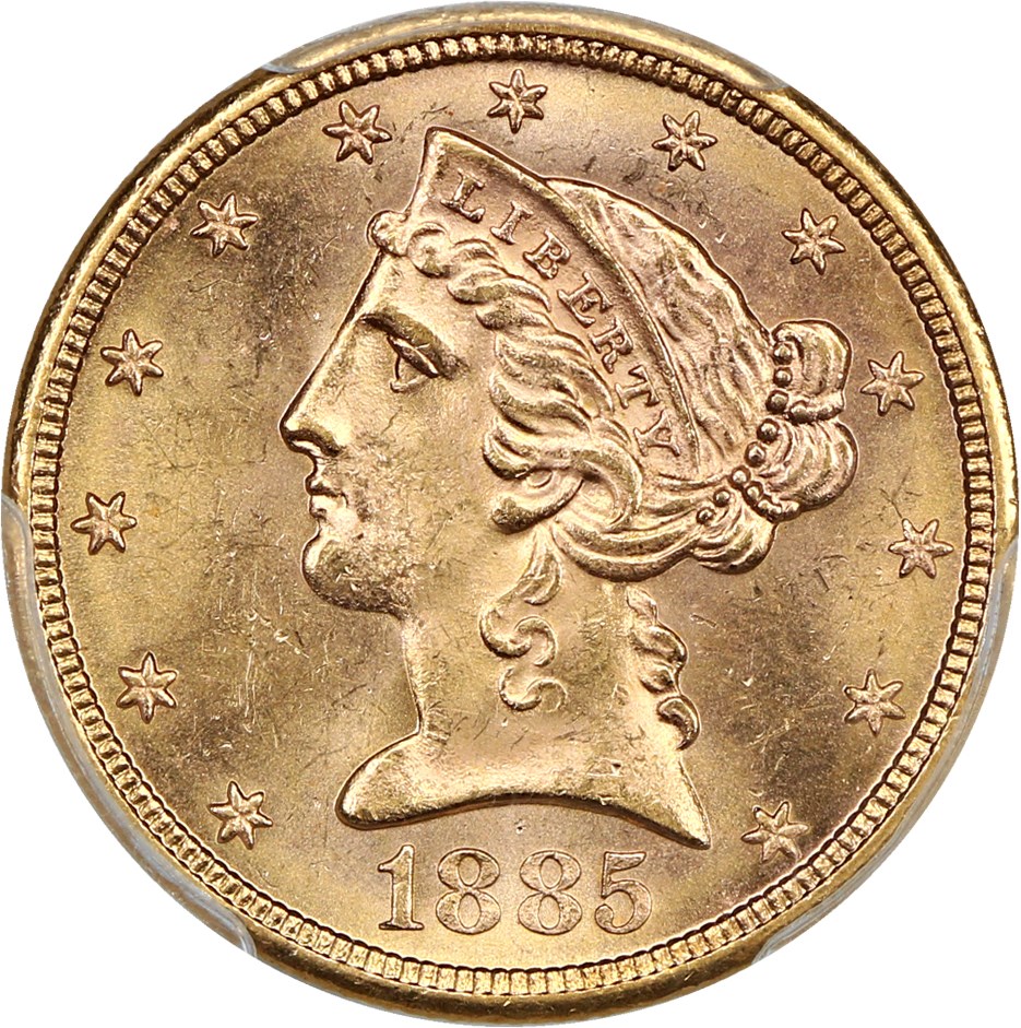 image for: 1885-S $5 PCGS/CAC MS64