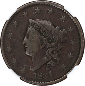 image for: 1834 1c NGC VG-10 BN (Large 8, Small Stars, Medium Letters)