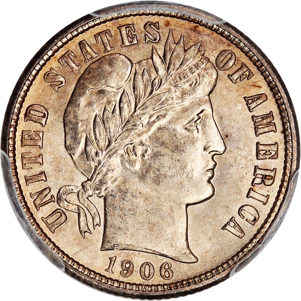 image for: 1906-D 10c PCGS/CAC MS65 ex: D.L. Hansen