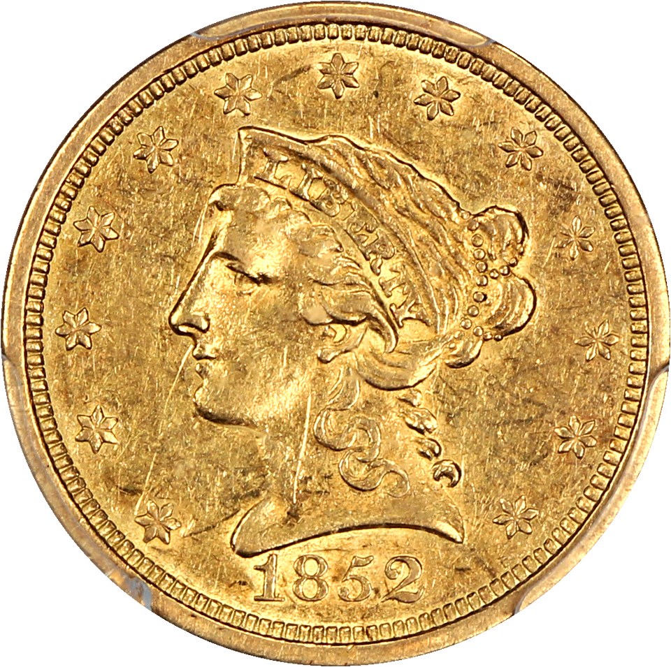 image for: 1852-O $2 1/2 PCGS AU53
