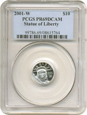 image for: 2001-W $10 Platinum Eagle PCGS Proof 69 DCameo