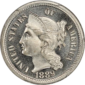 image for: 1889 3cN PCGS/CAC Proof 65 CAM