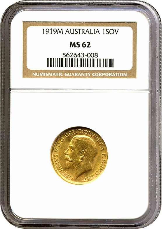 image for: Australia: 1919-M Sov  NGC MS62