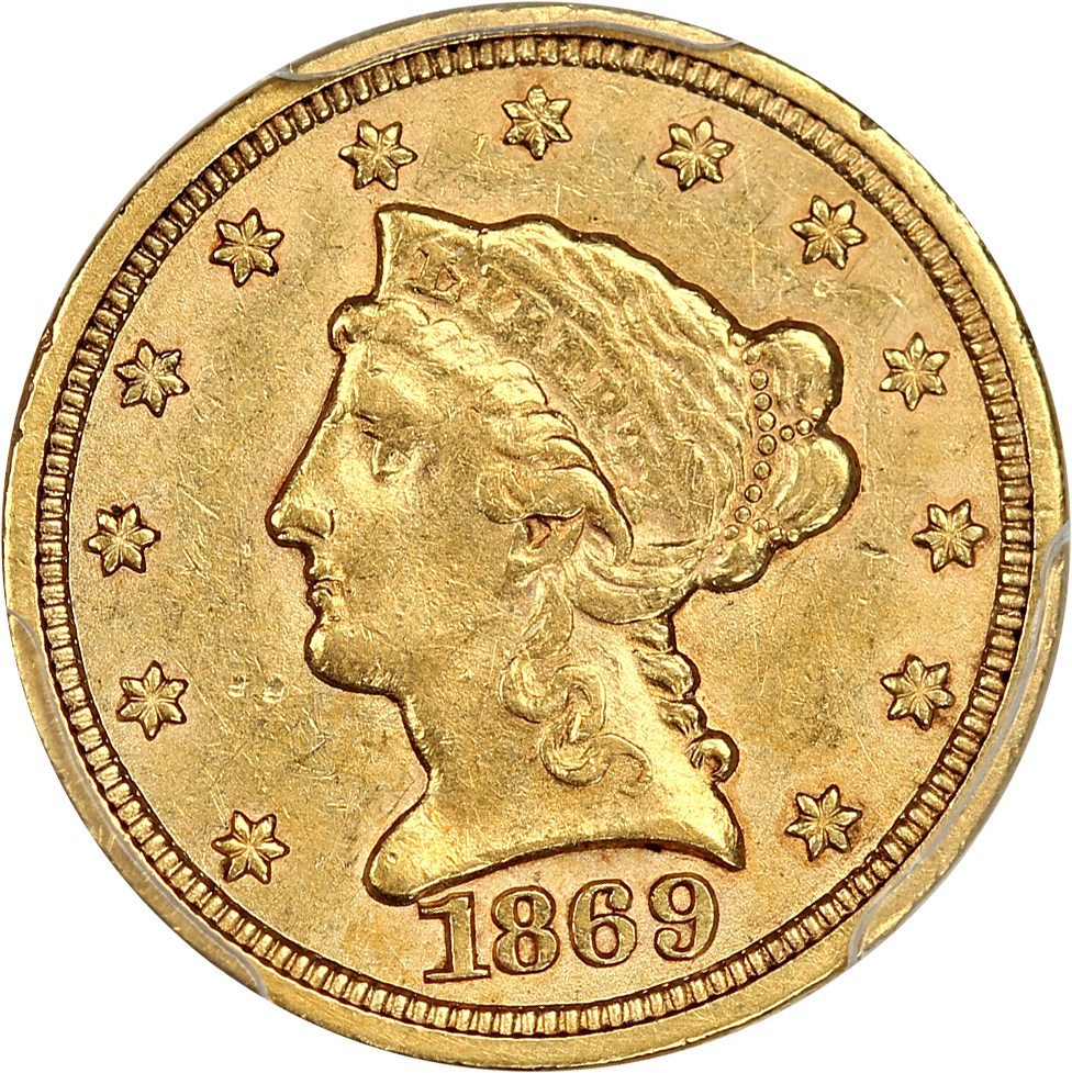 image for: 1869-S $2 1/2 PCGS AU55