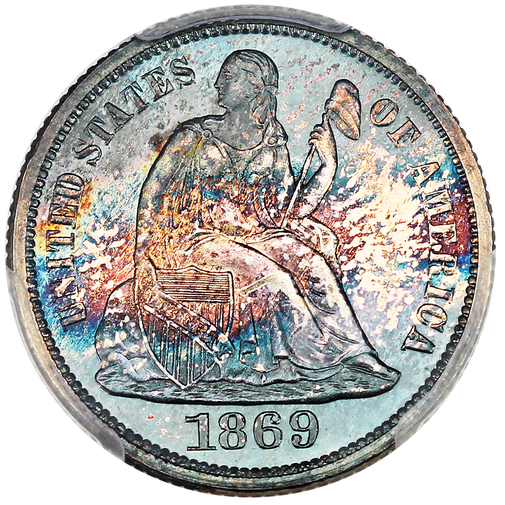 image for: 1869 10c PCGS Proof 65 ex: D.L. Hansen