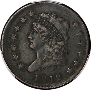 image for: 1812 1c PCGS XF Details (Large Date, Environmental Damage)