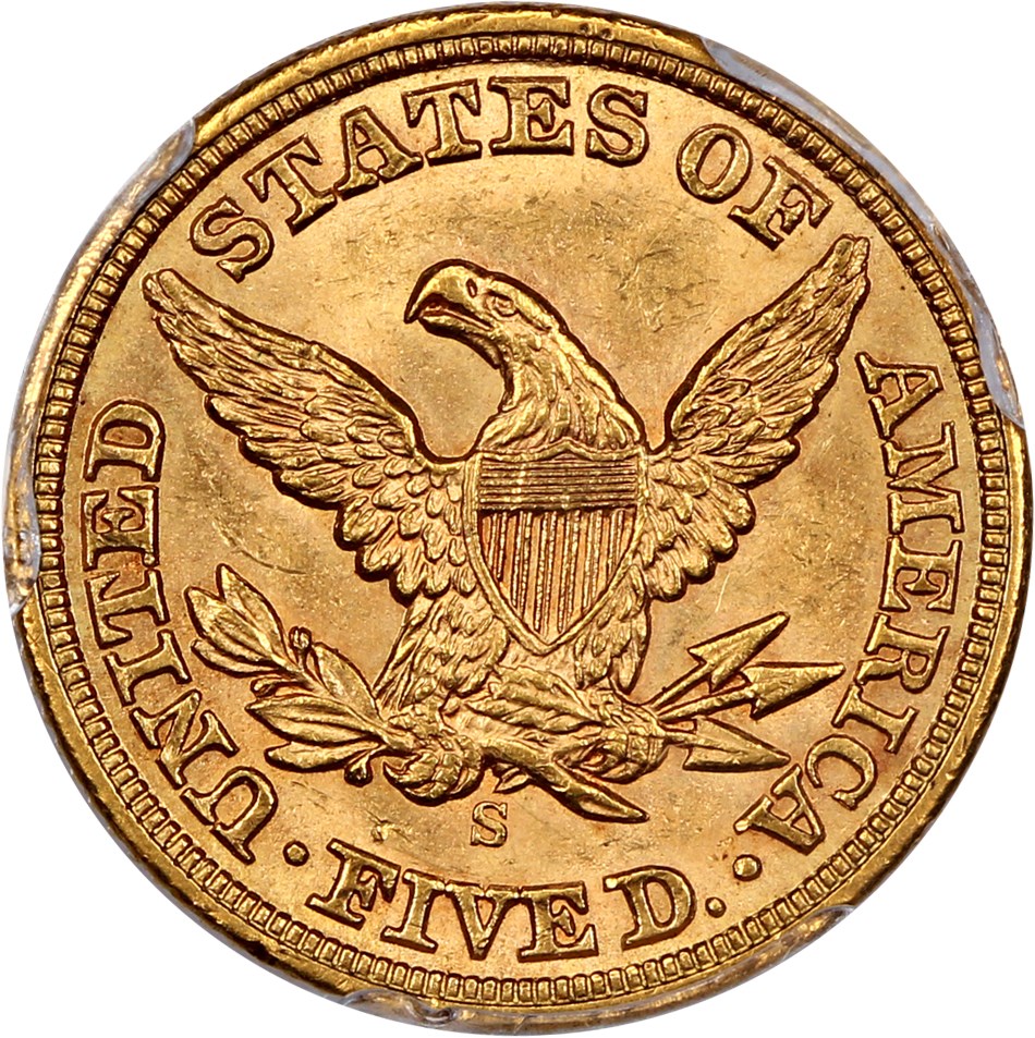 image for: 1859-S $5 PCGS/CAC MS61