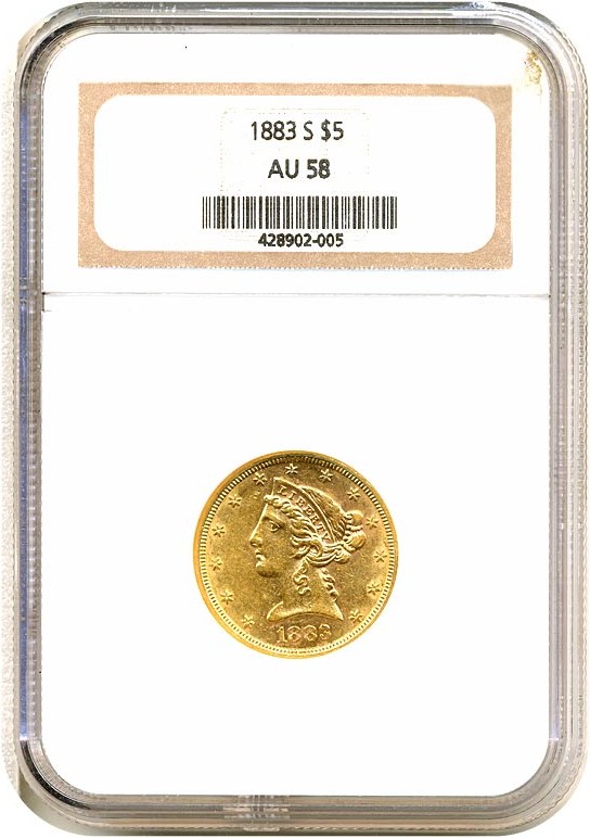 image for: 1883-S $5  NGC AU58 