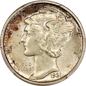 image for: 1931-D 10c PCGS AU58