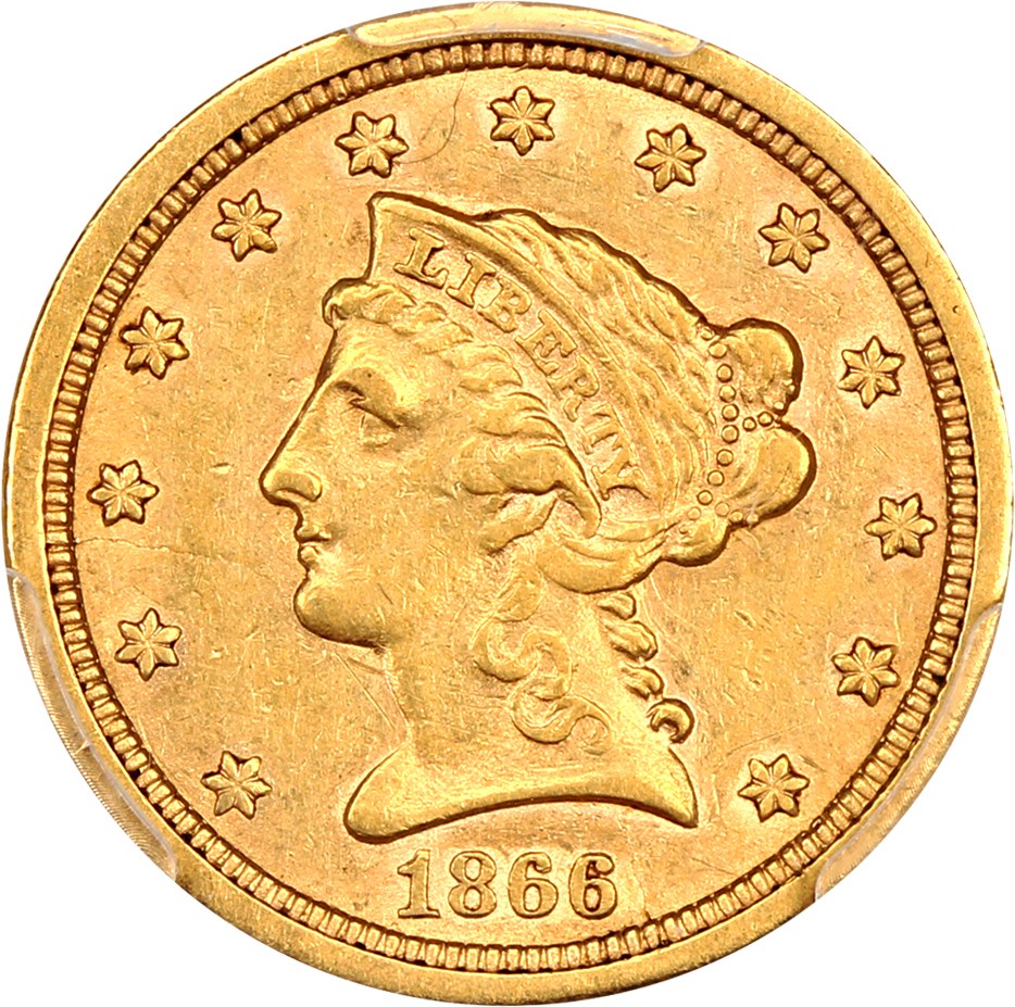 image for: 1866-S $2 1/2 PCGS AU53