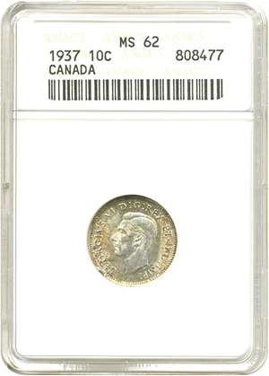image for: Canada: 1937 10C ANACS MS62