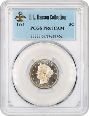 image for: 1885 5c PCGS Proof 67 CAM ex: D.L. Hansen