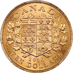 image for: Canada: 1914 $10 PCGS MS65 (KM-27, Canadian Gold Reserve)