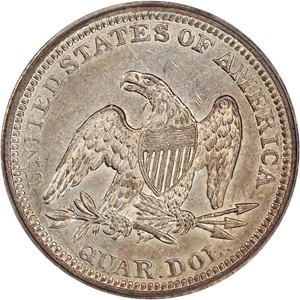 image for: 1840 25c PCGS AU55 (Drapery, OGH)
