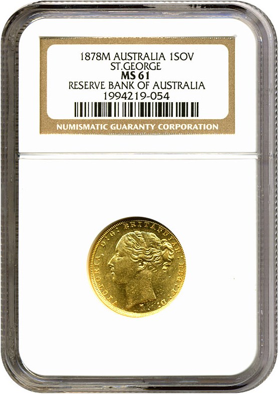 image for: Australia: 1878-M Sov St.George (KM-7) NGC MS61 