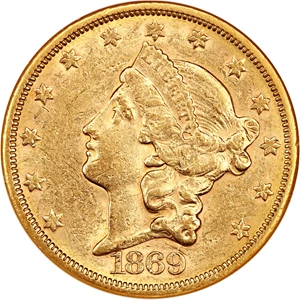 image for: 1869-S $20 NGC AU50 (OH)