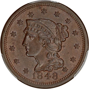 image for: 1848 1c PCGS/CAC MS63 BN