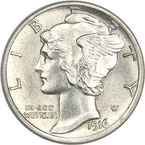 image for: 1916-D 10c PCGS MS64 FB