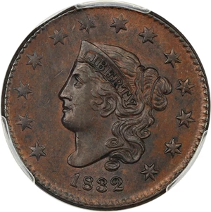 image for: 1832 1c PCGS MS62 BN (Large Letters)