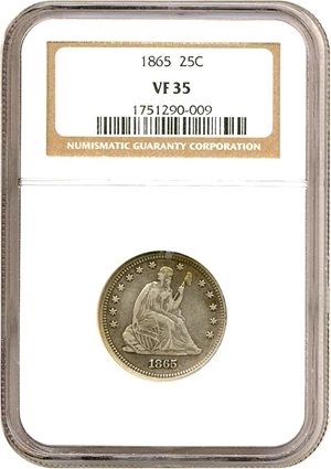 image for: 1865 25c NGC VF35