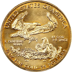 image for: 1991 Gold Eagle $25 PCGS MS69