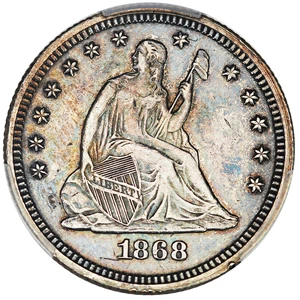image for: 1868 25c PCGS AU50