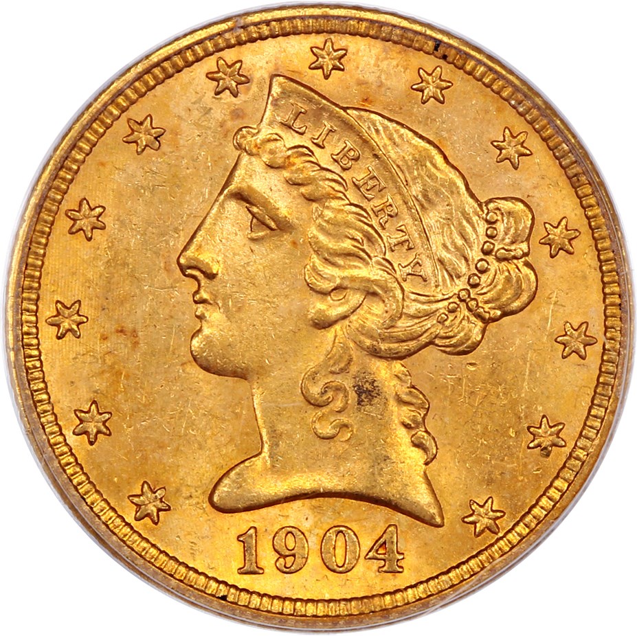image for: 1904 $5 PCGS MS62
