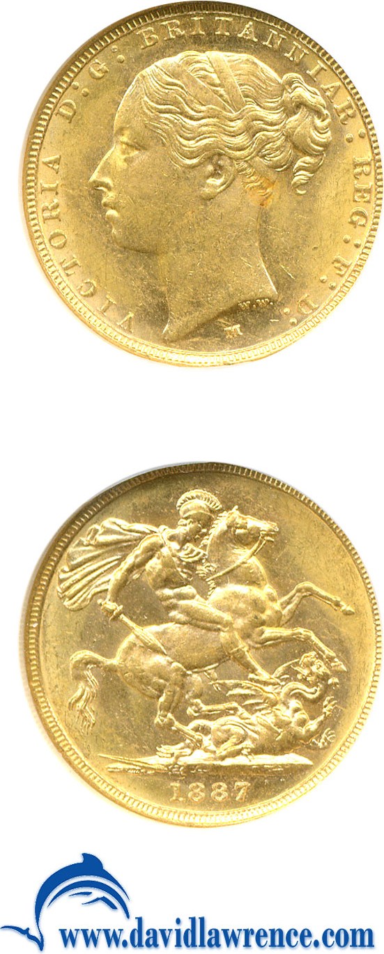 image for: Australia: 1887-M Sov Young Head  (KM-7) NGC AU58 