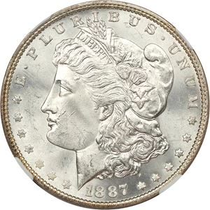 image for: 1887 $1 NGC MS64 (Top 100, VAM-12, DDO, Gator Eye)