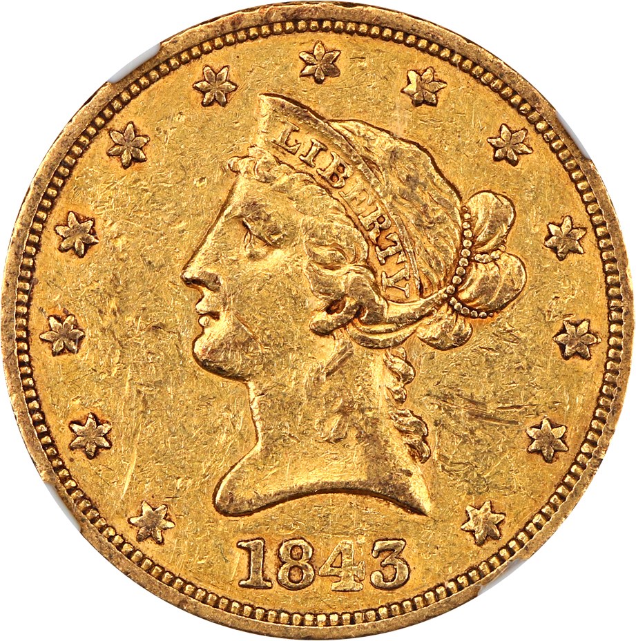 image for: 1843/1843 $10 NGC AU55 (VP-001)