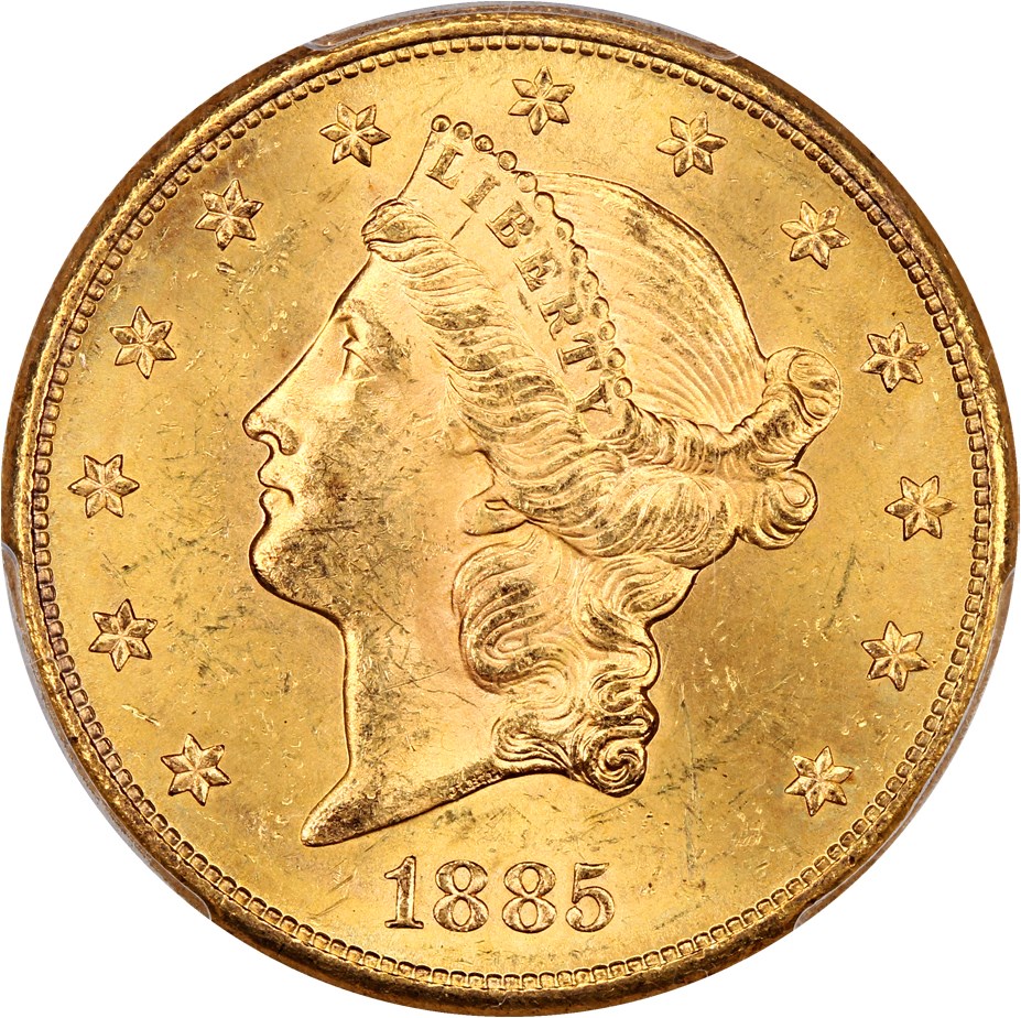 image for: 1885-S $20 PCGS MS63+