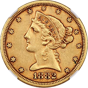 image for: 1882-CC $5 NGC AU53