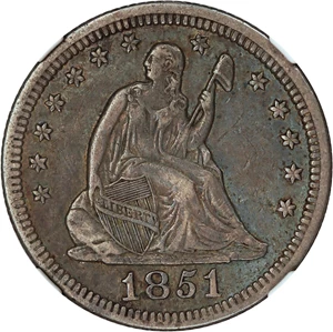 image for: 1851 25c NGC XF45