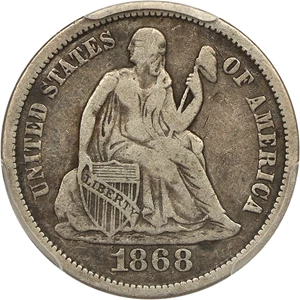 image for: 1868-S 10c PCGS/CAC F12