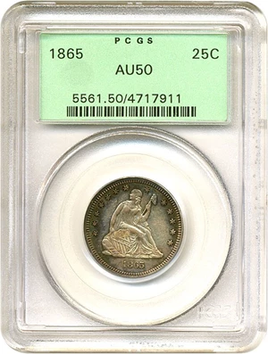 image for: 1865 25c PCGS AU50