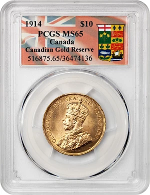image for: Canada: 1914 $10 PCGS MS65 (KM-27, Canadian Gold Reserve)