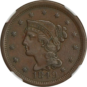 image for: 1849 1c NGC AU50 BN