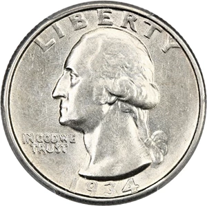 image for: 1934 25c PCGS AU55 (Doubled Die Obverse)