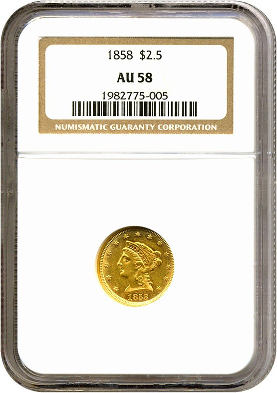 image for: 1858 $2 1/2  NGC AU58 