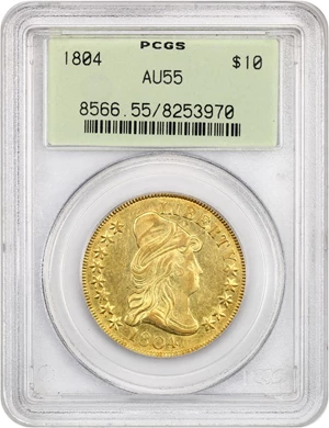image for: 1804 $10 PCGS AU55 (Crosslet 4, OGH)