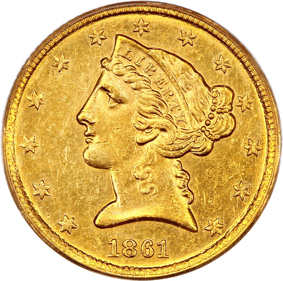 image for: 1861-C $5 PCGS AU55