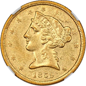 image for: 1859-C $5 NGC AU55