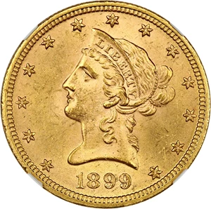 image for: 1899/899 $10 NGC/CAC MS64+ (VP-001)