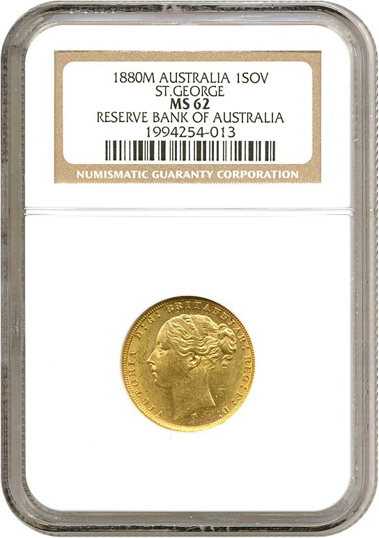 image for: Australia: 1880-M Sov St.George (KM-7) NGC MS62 