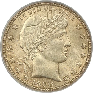 image for: 1908 25c PCGS MS66
